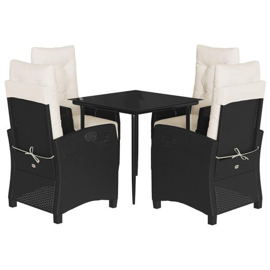 Garden Dining Set Black, Cream White PE rattan Medium