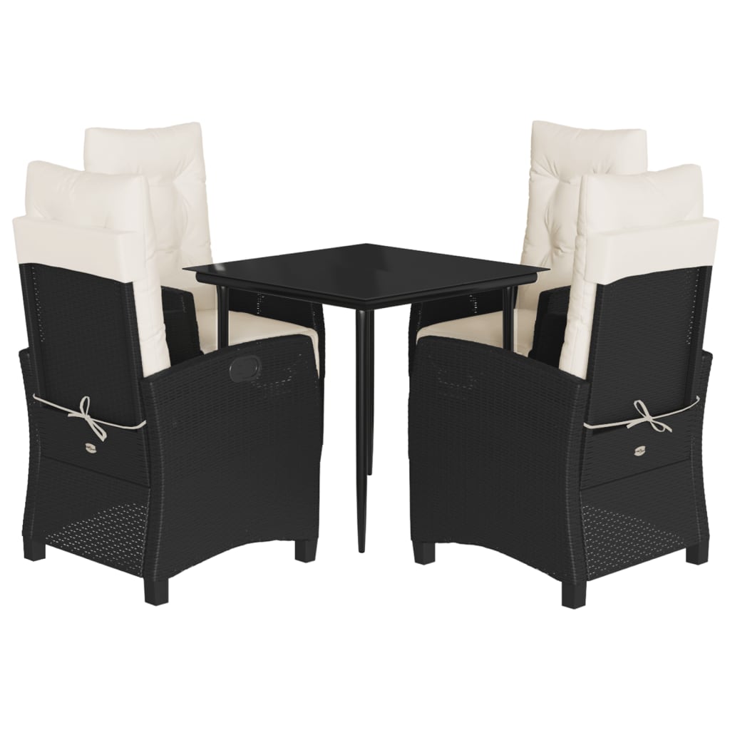 Garden Dining Set Black, Cream White PE rattan Medium