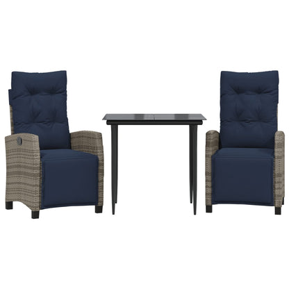 Garden Dining Set Grey PE rattan 31.5 x 31.5 in for the table