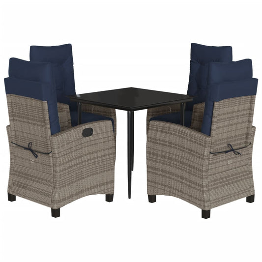 Garden Dining Set Grey Poly Rattan 5 Piece Set