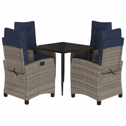 Garden Dining Set Grey Poly Rattan 5 Piece Set