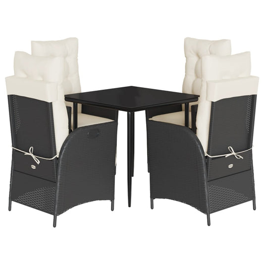 Garden Dining Set Black, Cream white
