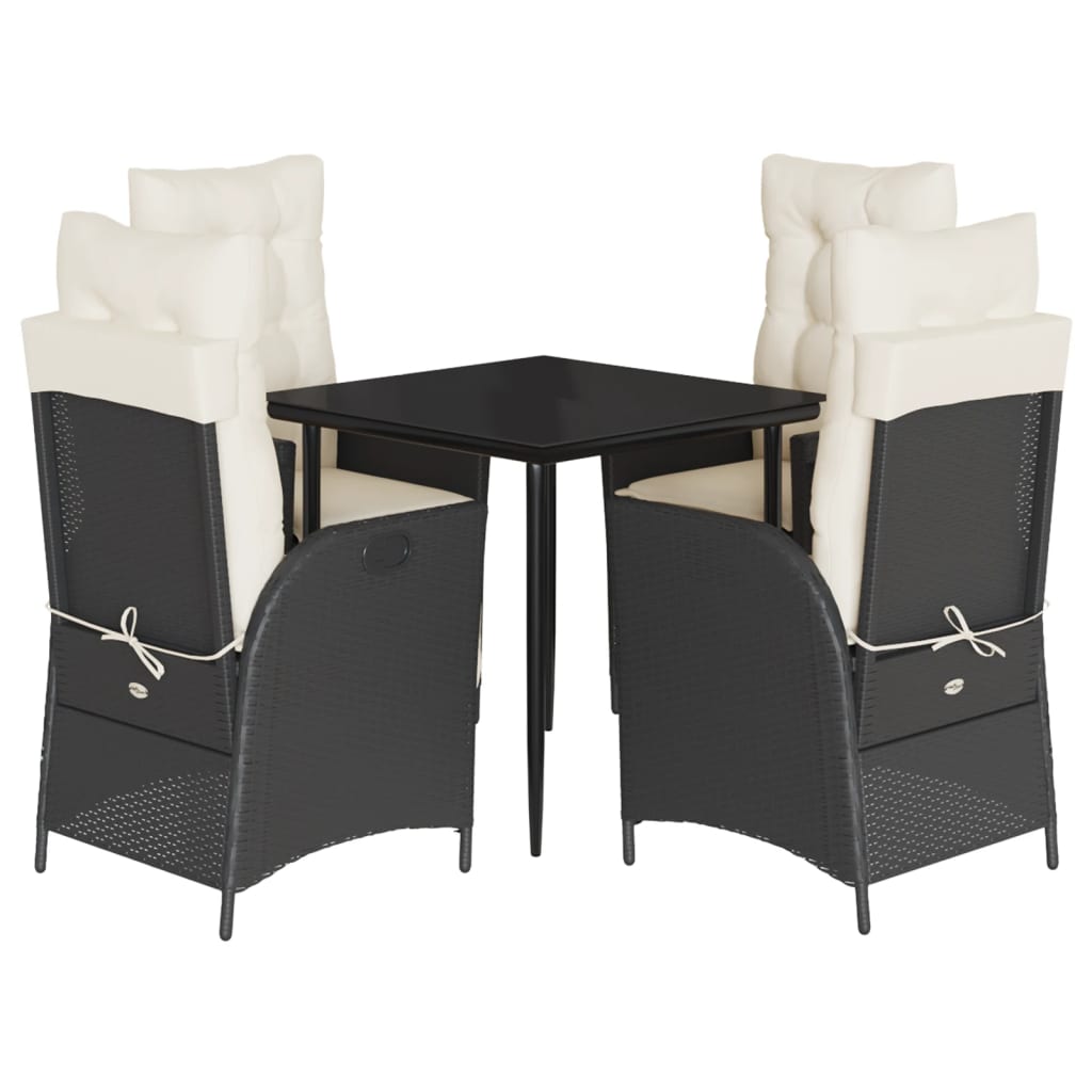 Garden Dining Set Black, Cream white