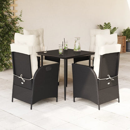 Garden Dining Set Black, Cream white