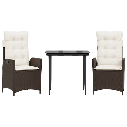 Garden Dining Set Table: Black, Chairs: Brown, Cushions: Cream White
