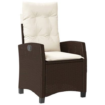Garden Dining Set Table: Black, Chairs: Brown, Cushions: Cream White