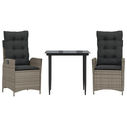 Garden Dining Set Grey PE rattan Medium Adjustable Armrests