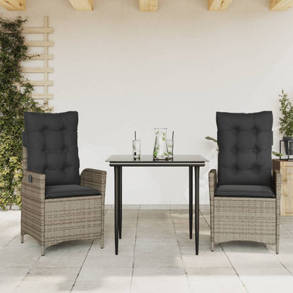 Garden Dining Set Grey PE rattan Medium Adjustable Armrests
