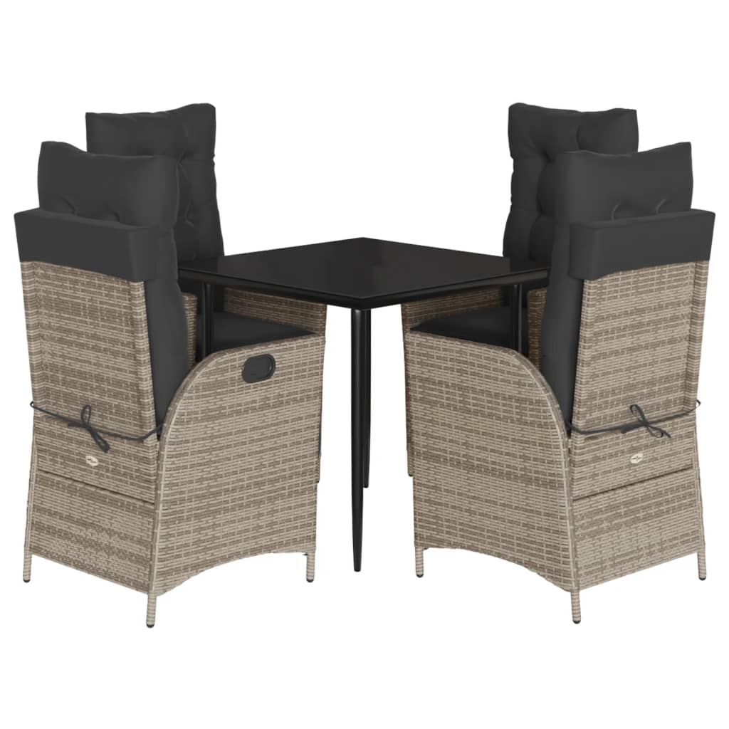 Garden Dining Set Grey, Black