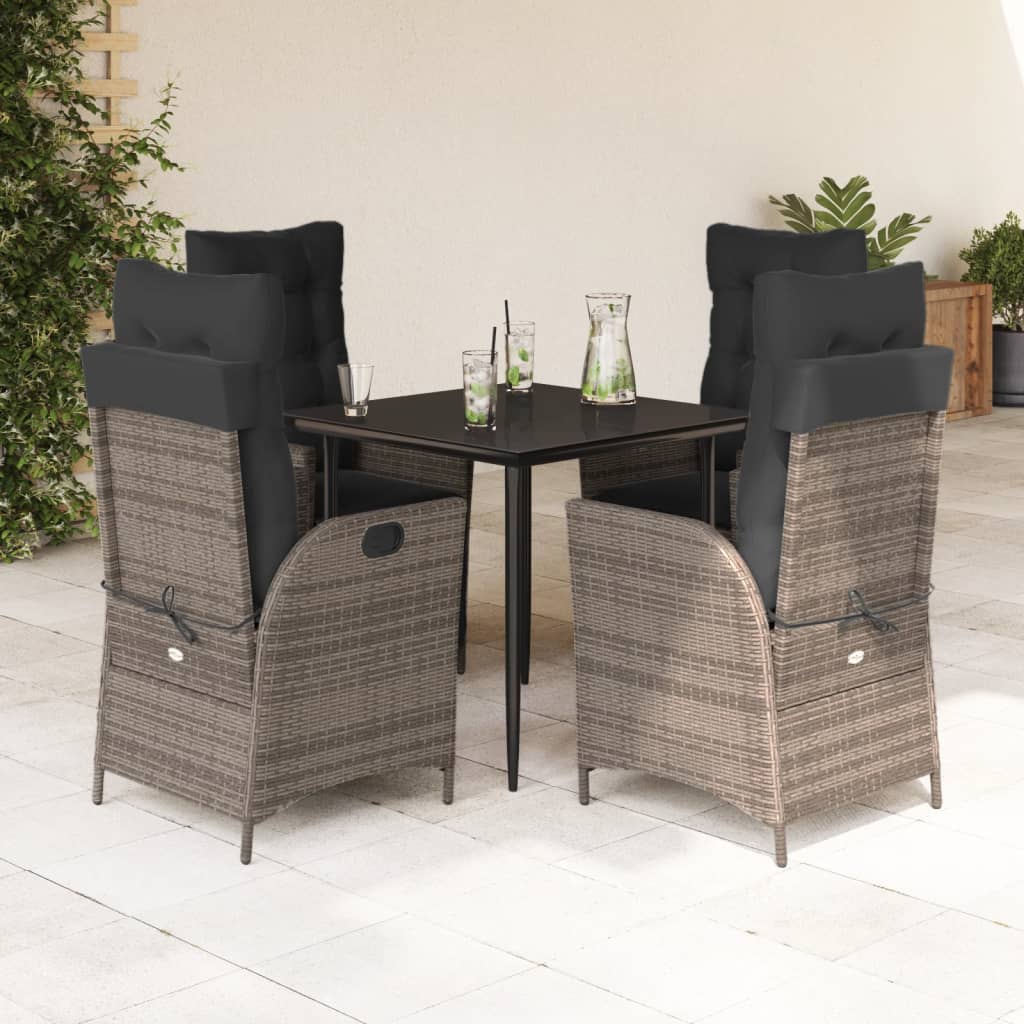 Garden Dining Set Grey, Black