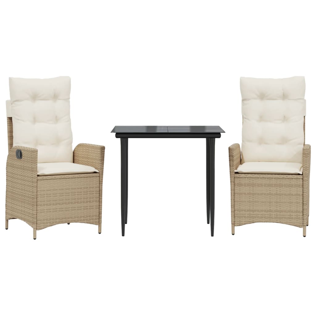 Garden Dining Set Beige PE Rattan Adjustable Armrests