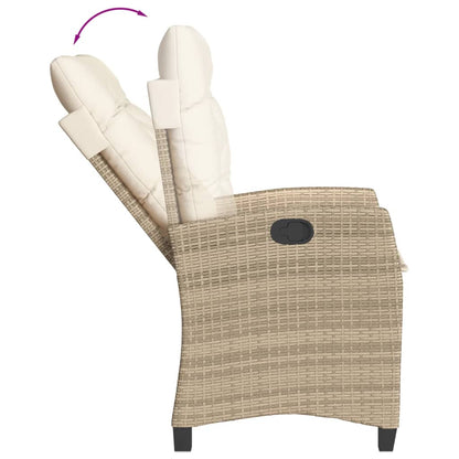 Garden Dining Set Beige PE Rattan Adjustable Armrests