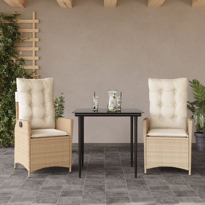 Garden Dining Set Beige PE Rattan Adjustable Armrests