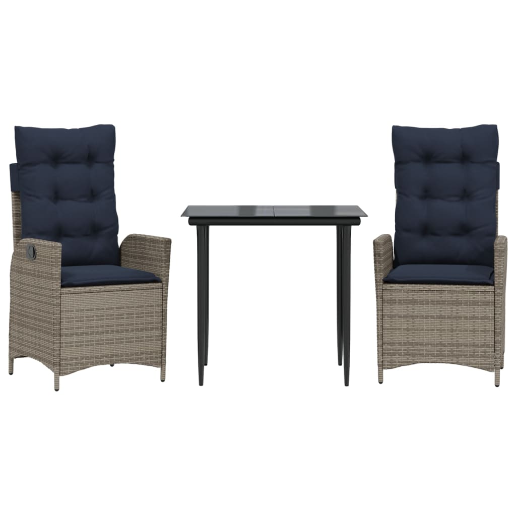 Garden Dining Set Gray Poly Rattan Medium Adjustable Armrests