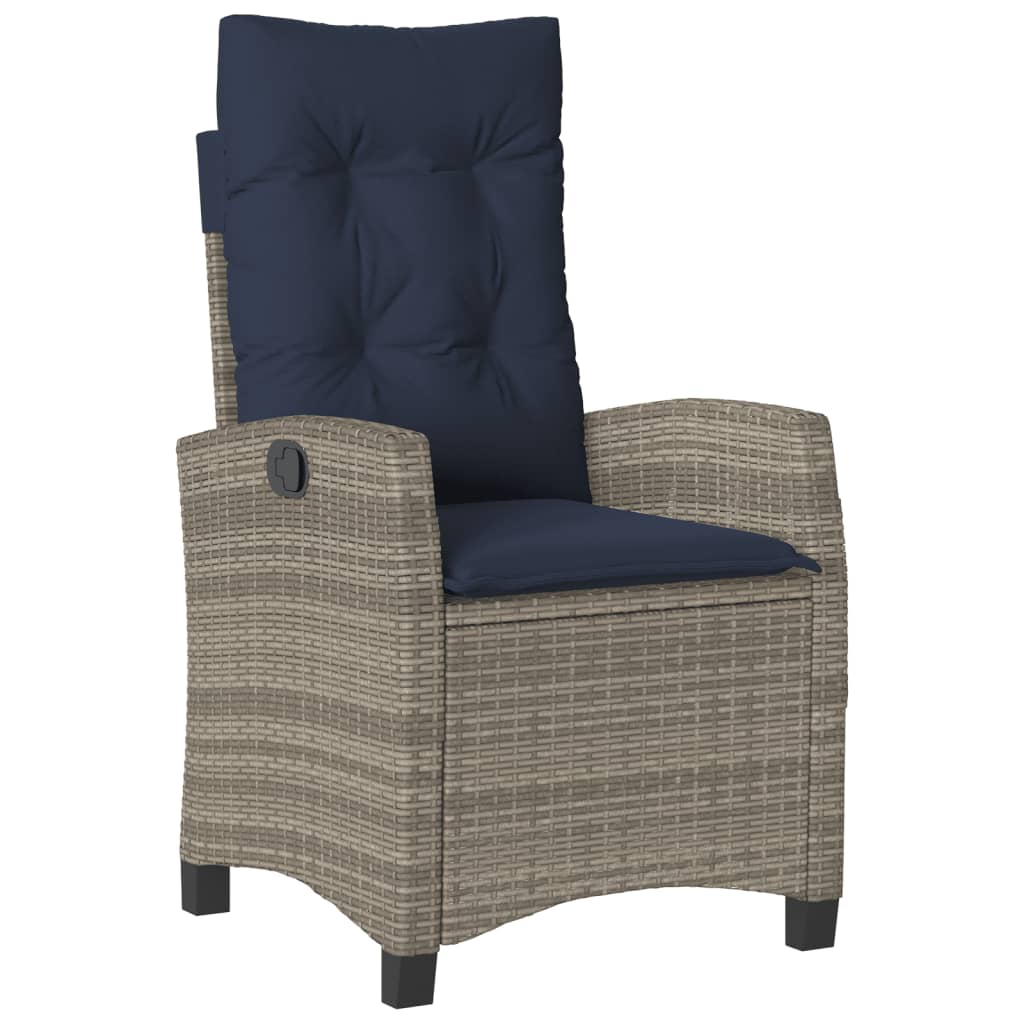 Garden Dining Set Gray Poly Rattan Medium Adjustable Armrests