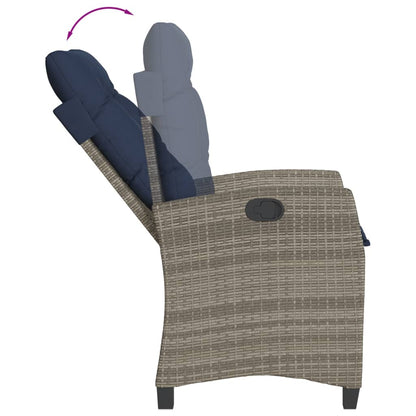 Garden Dining Set Gray Poly Rattan Medium Adjustable Armrests