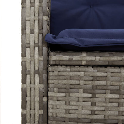 Garden Dining Set Gray Poly Rattan Medium Adjustable Armrests