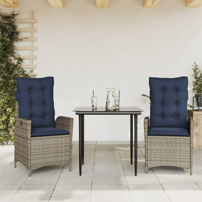 Garden Dining Set Gray Poly Rattan Medium Adjustable Armrests