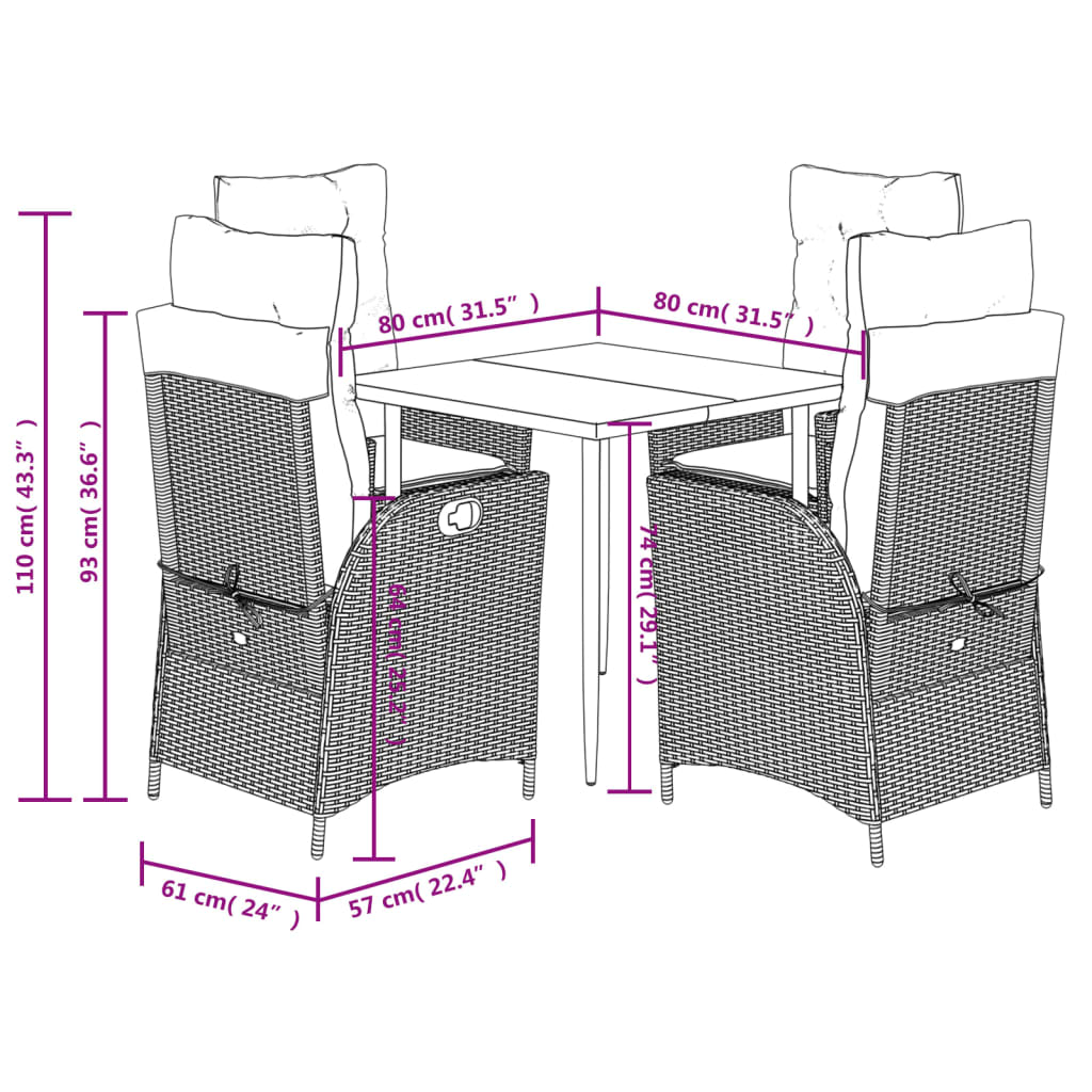 Garden Dining Set Gray, Black, Navy Blue