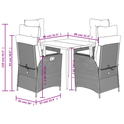 Garden Dining Set Gray, Black, Navy Blue