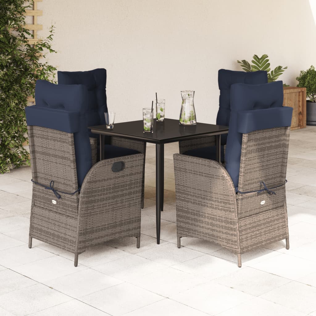 Garden Dining Set Gray, Black, Navy Blue