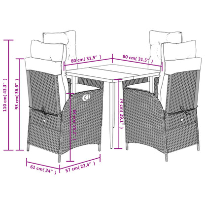 Garden Dining Set Grey PE Rattan Medium Garden Dining Set