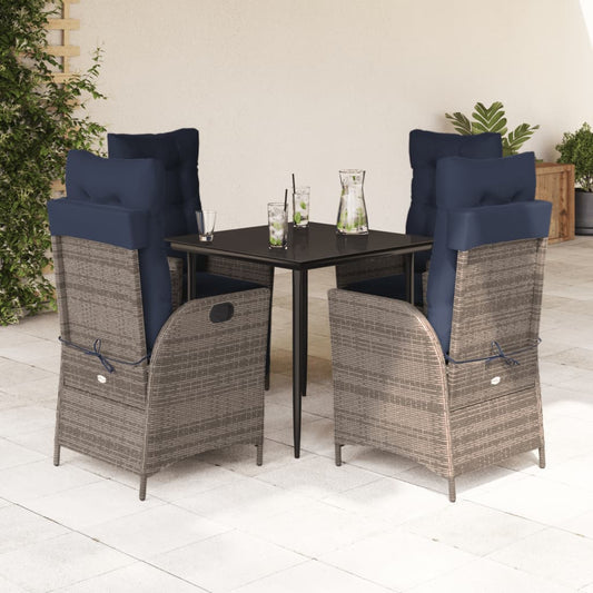 Garden Dining Set Grey PE Rattan Medium Garden Dining Set
