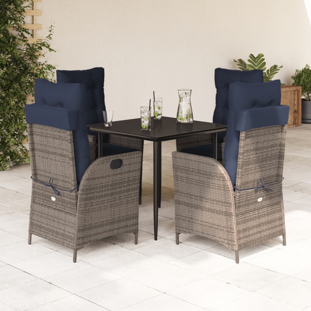 Garden Dining Set Grey PE Rattan Medium Garden Dining Set
