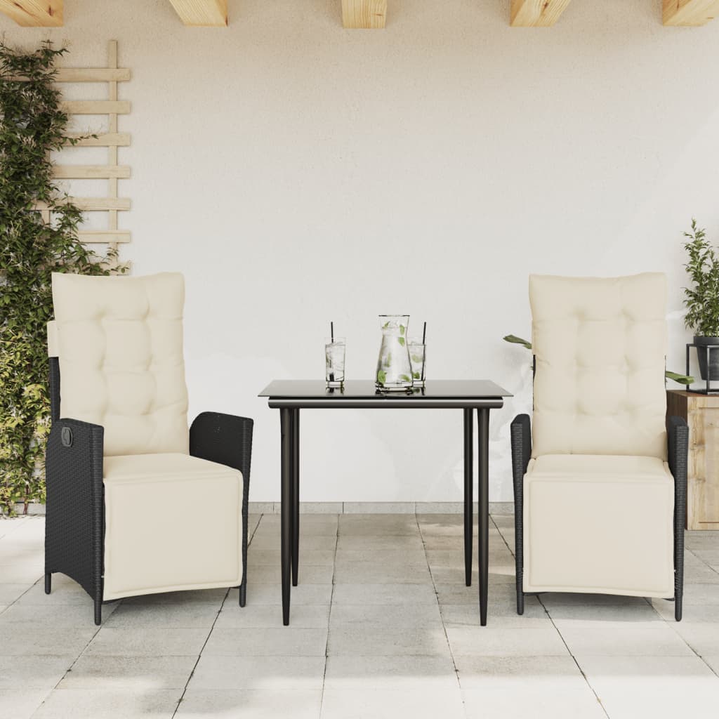 Garden Dining Set Black, Cream White