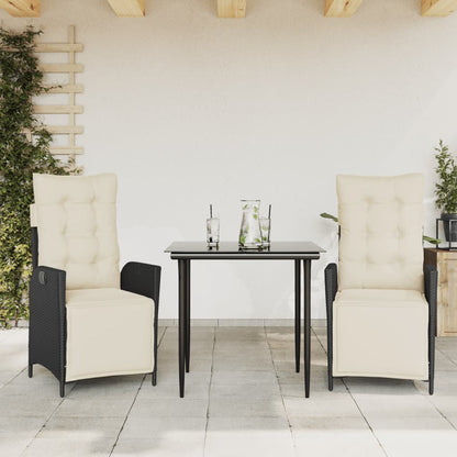 Garden Dining Set Black, Cream White