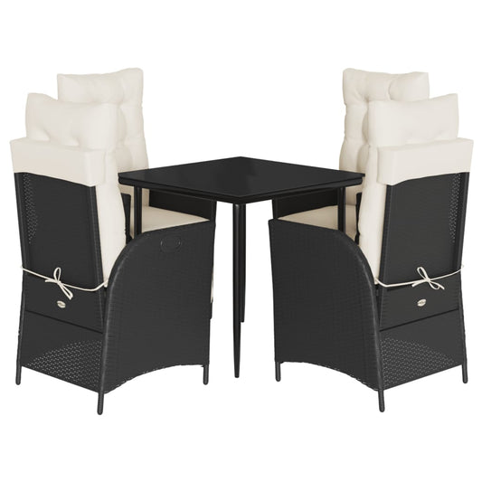 Garden Dining Set Black, Cream White PE rattan 5 Piece