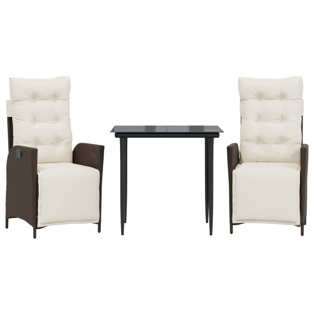 Garden Dining Set Brown PE rattan 3 Piece Set