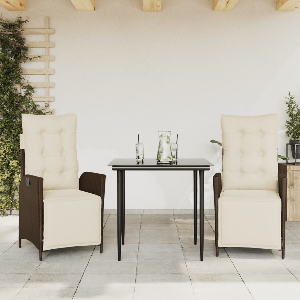 Garden Dining Set Brown PE rattan 3 Piece Set