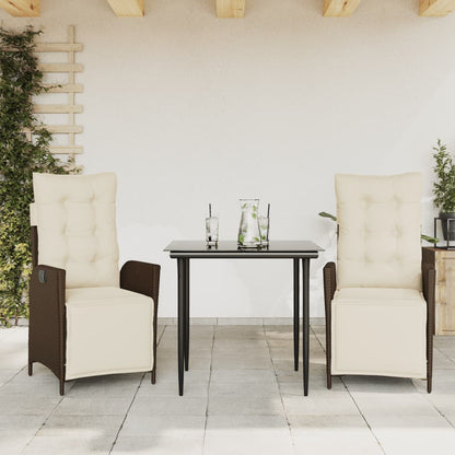 Garden Dining Set Brown PE rattan 3 Piece Set