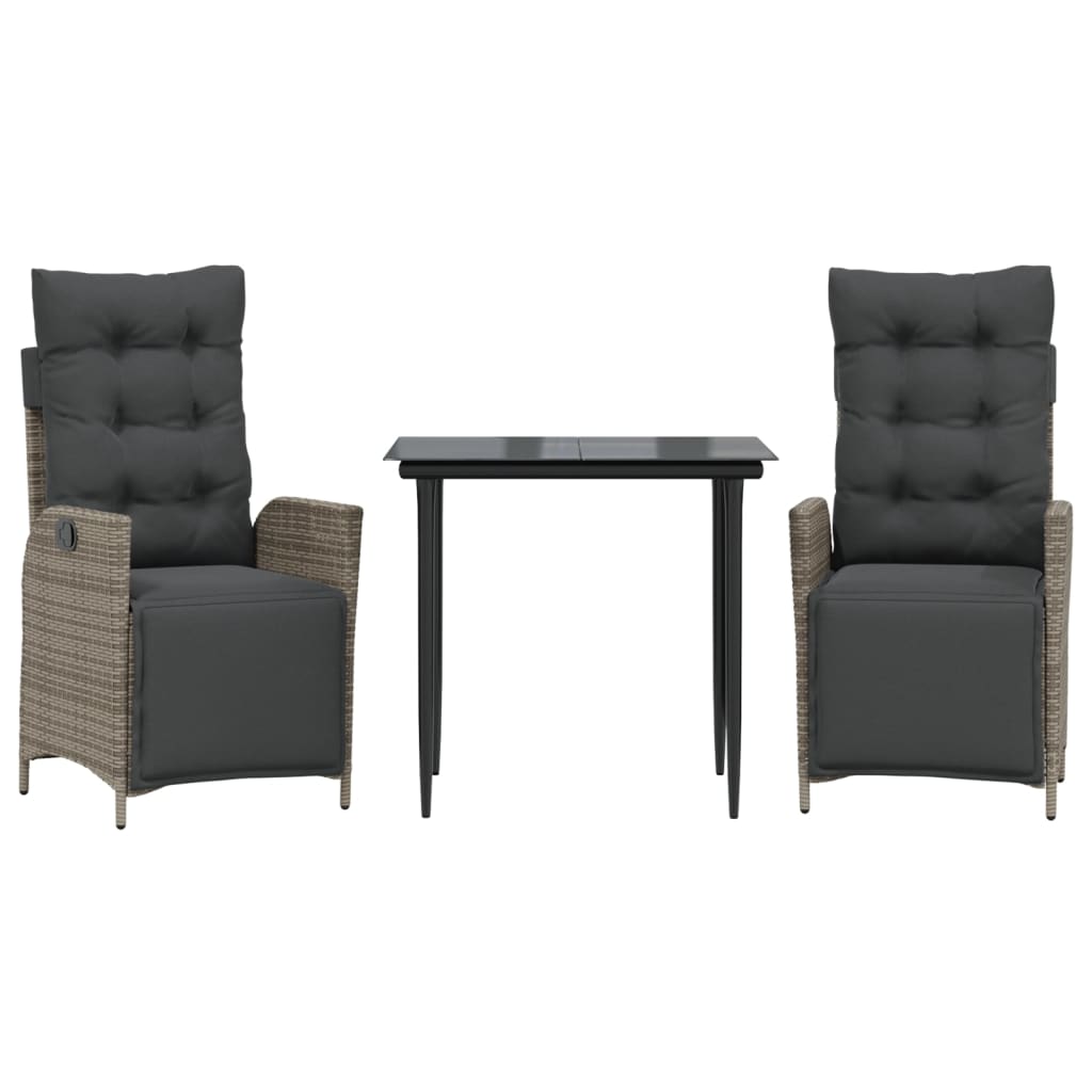 Garden Dining Set Grey PE Rattan Three piece Removable Covers