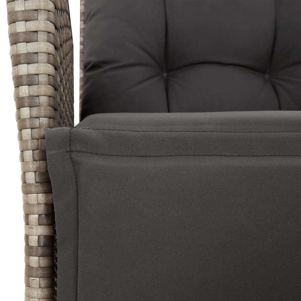 Garden Dining Set Grey PE Rattan Three piece Removable Covers