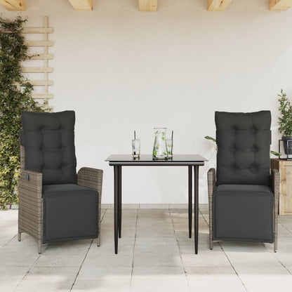 Garden Dining Set Grey PE Rattan Three piece Removable Covers