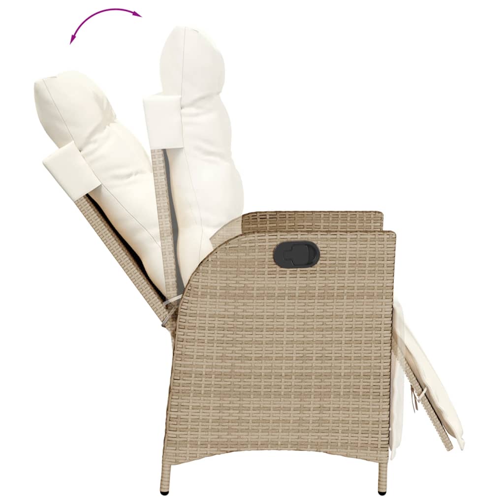 Garden Dining Set Beige Poly Rattan Medium Adjustable Footrests