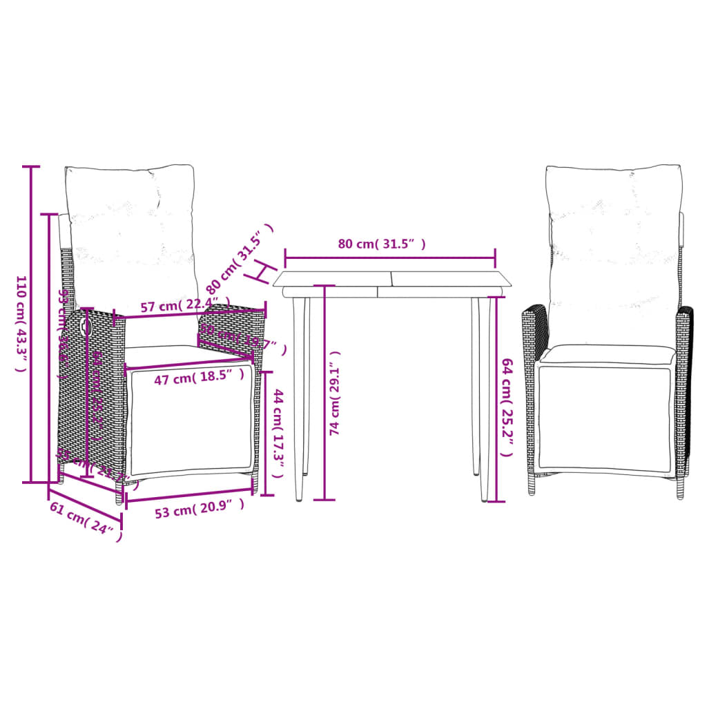 Garden Dining Set Beige Poly Rattan Medium Adjustable Footrests