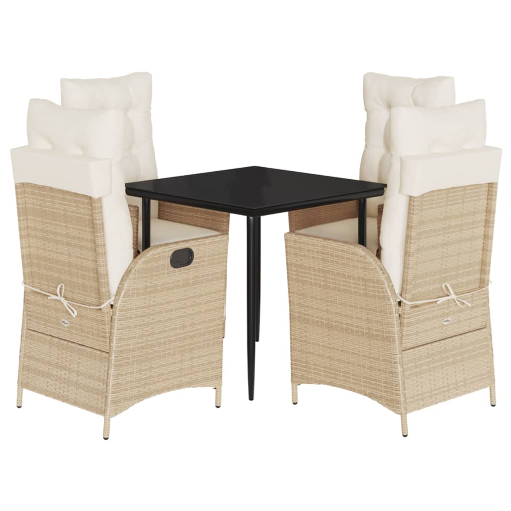 Garden Dining Set Beige PE rattan 5 Piece Set