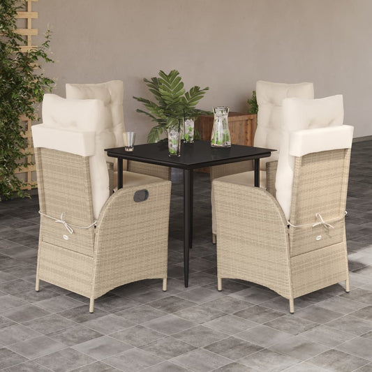 Garden Dining Set Beige PE rattan 5 Piece Set