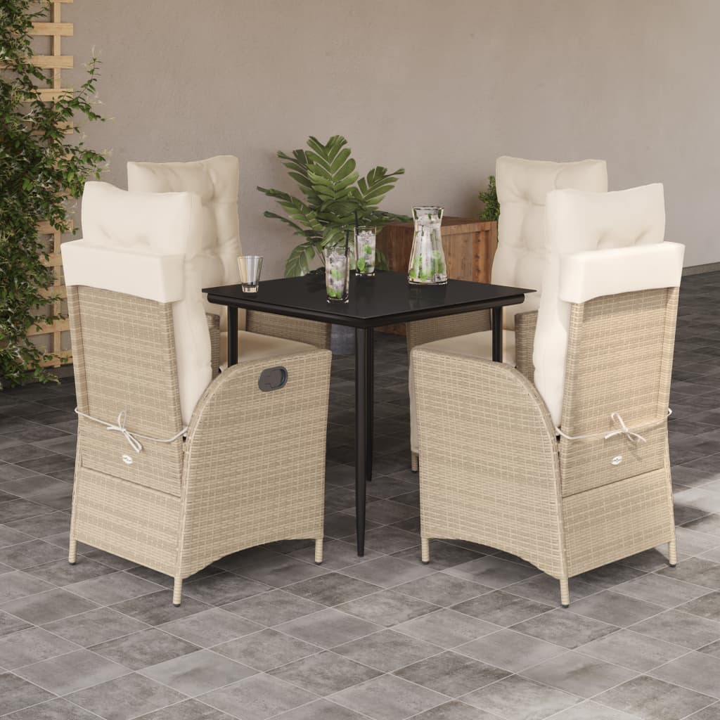 Garden Dining Set Beige PE rattan 5 Piece Set