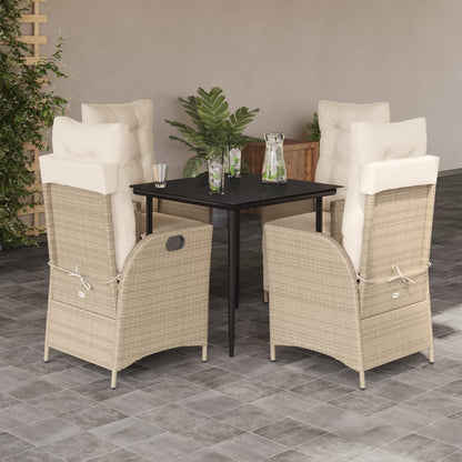 Garden Dining Set Beige PE rattan 5 Piece Set