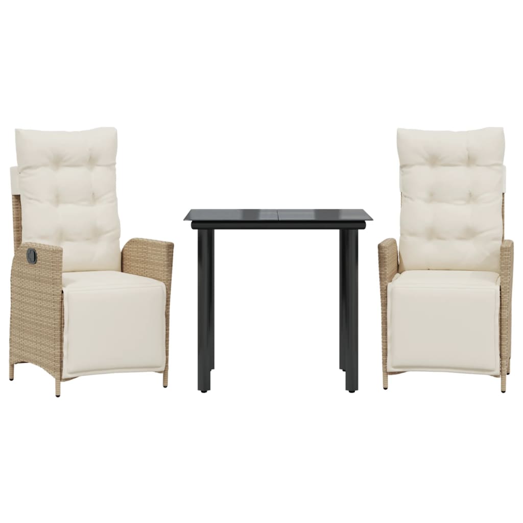 Garden Dining Set Beige table, beige and black chairs