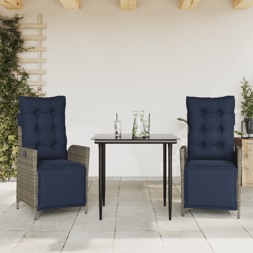 Garden Dining Set Grey, Navy Blue, Black