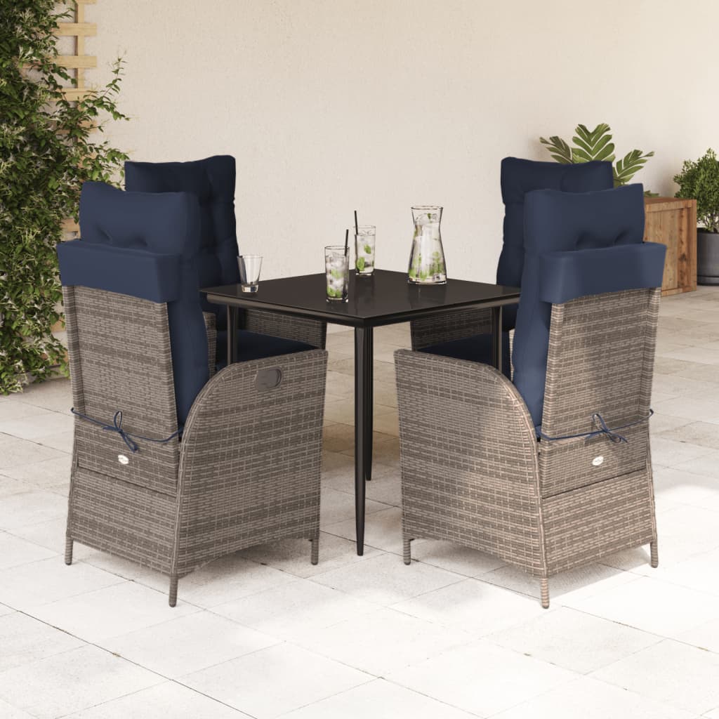 Garden Dining Set Gray, Navy Blue