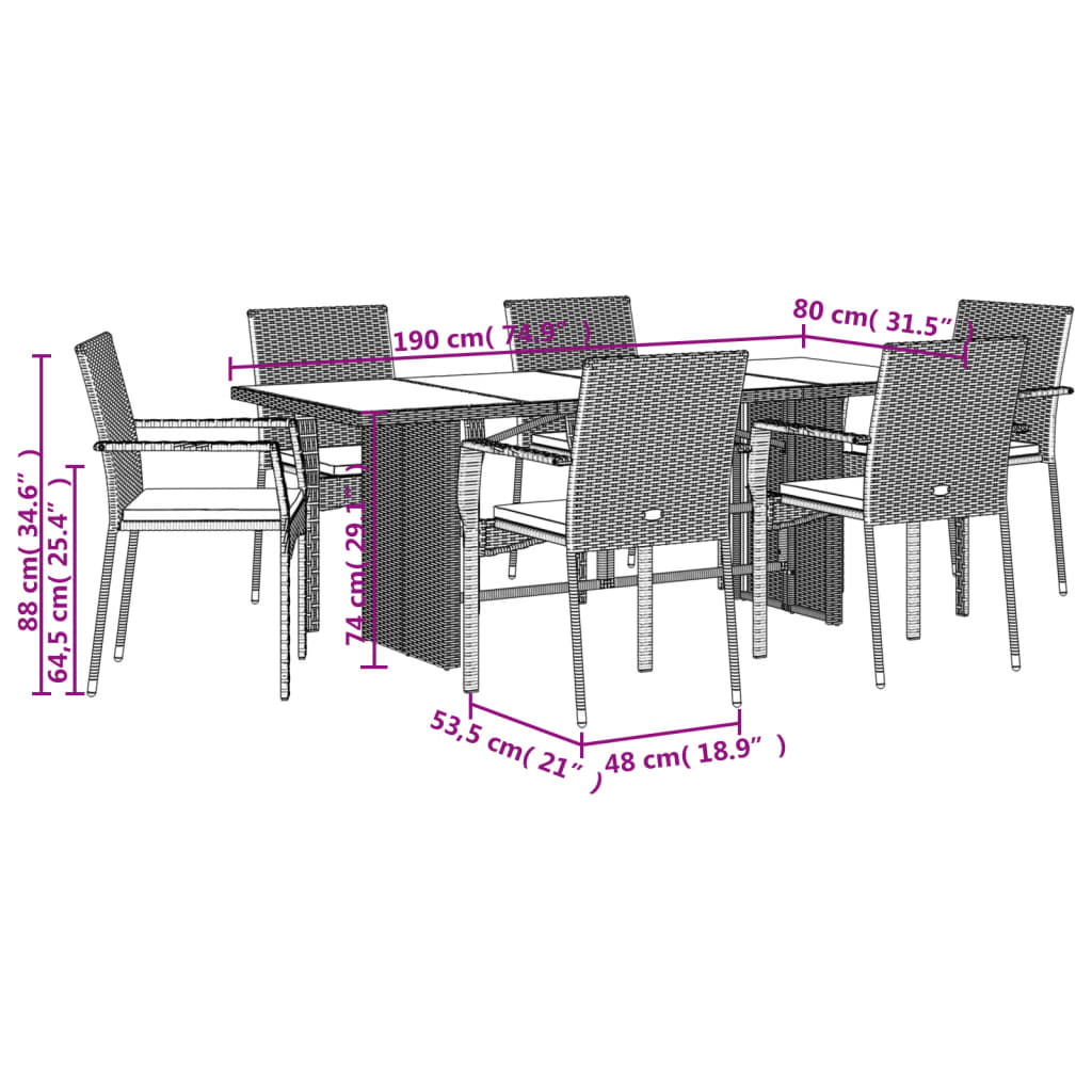 Garden Dining Set Grey Poly Rattan Large Removable Covers