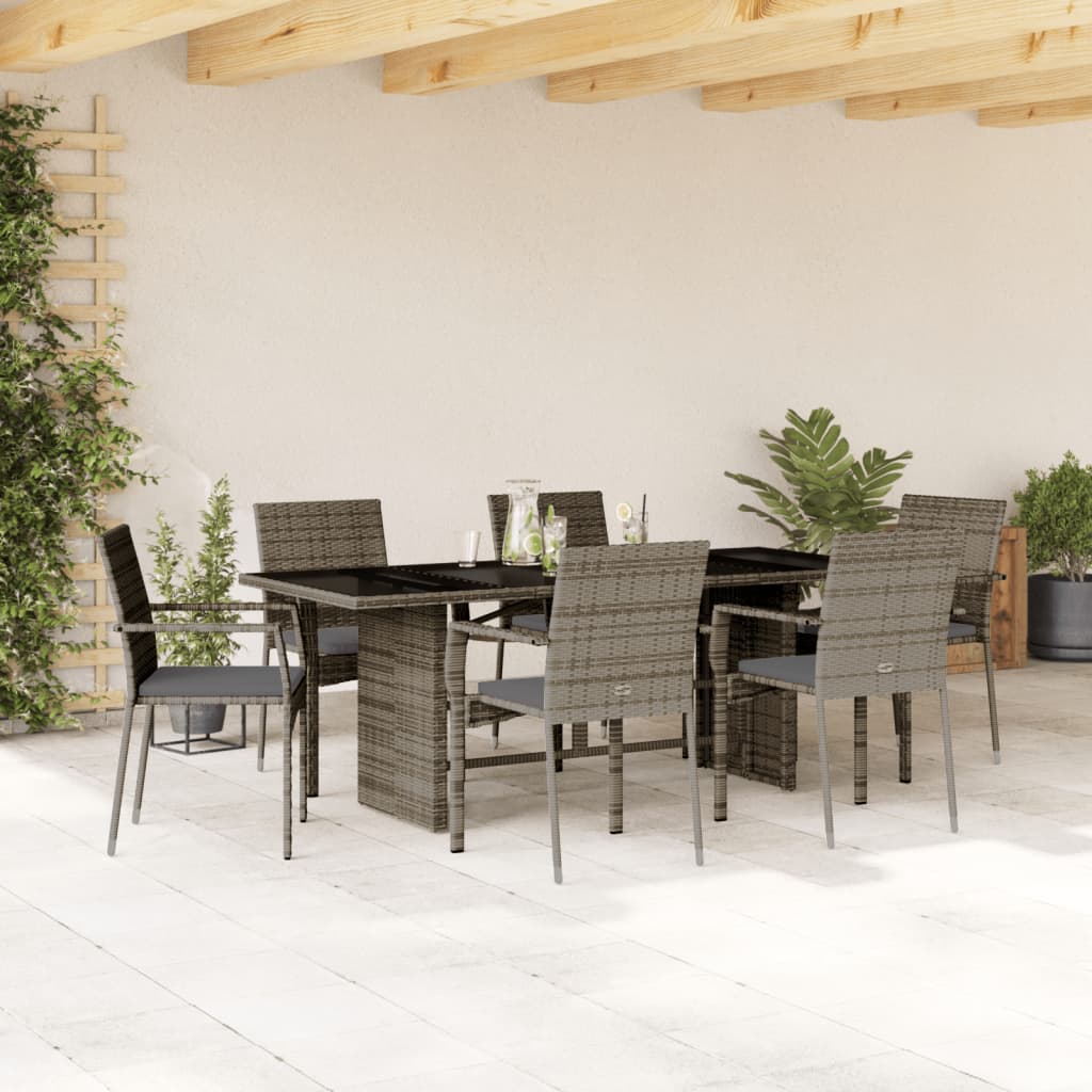 Garden Dining Set Grey Poly Rattan Large Removable Covers