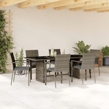 Garden Dining Set Grey Poly Rattan Large Removable Covers