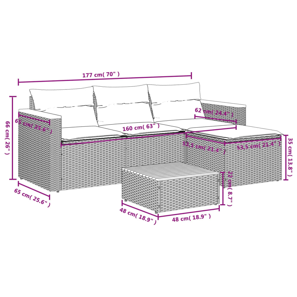 Garden Sofa Set Black, brown, cream white